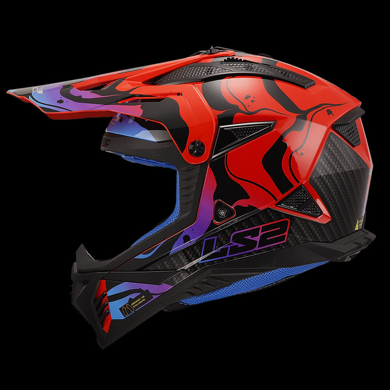 LS2 - Gate II Wash Motocross Helmet - Gloss Red/Blue/Purple