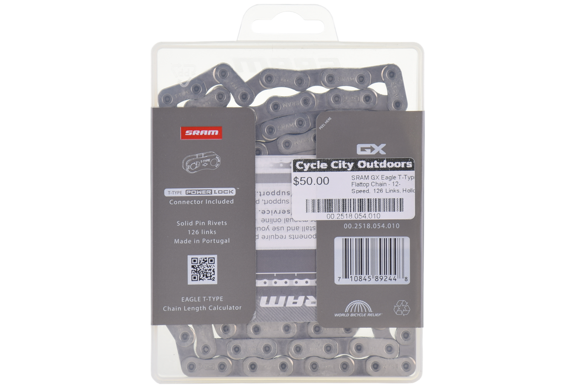 SRAM GX Eagle T-Type Flattop Chain | 12-Speed 126 Links | PowerLock | Silver | CH0058