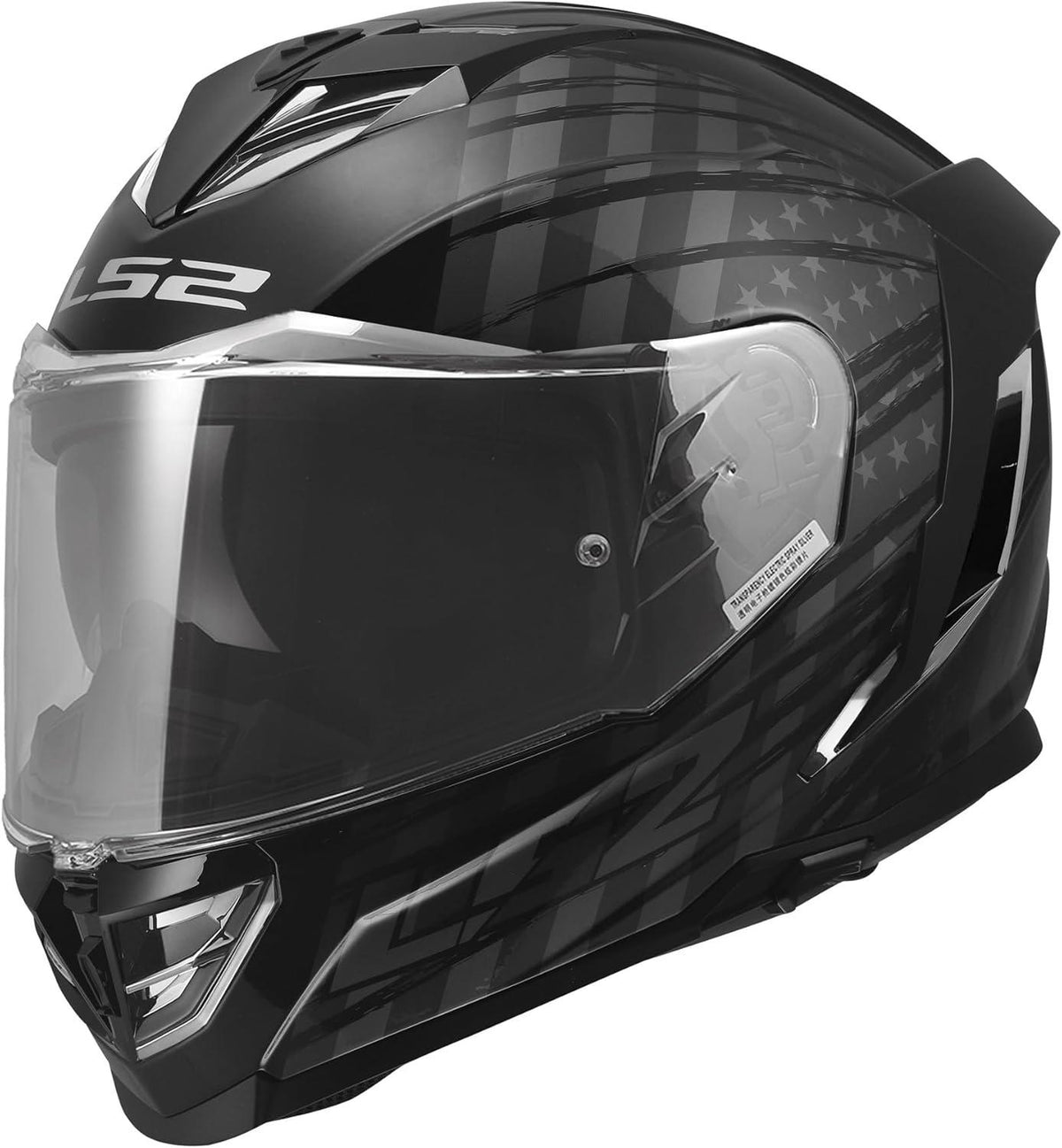 LS2 Assault III Full Face Helmet | Flag | Gloss Black & Matte Black | XS–3XL | 818-1201