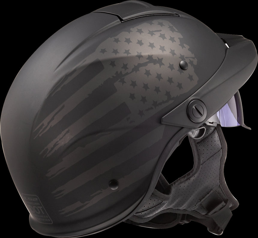 (Open Box) LS2 - Rebellion 1812 Half Helmet Helmet - Matte Black - MD