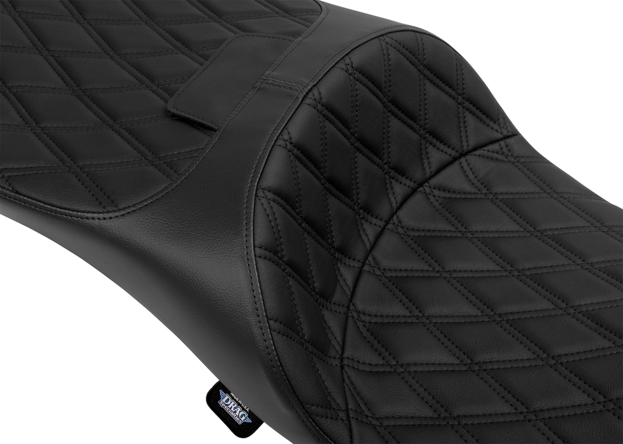 DRAG SPECIALTIES SEATS Extended Reach Freedom Seat - Vinyl - Double Diamond - Black Stitch - FLT/FLH '09-'24 4696B