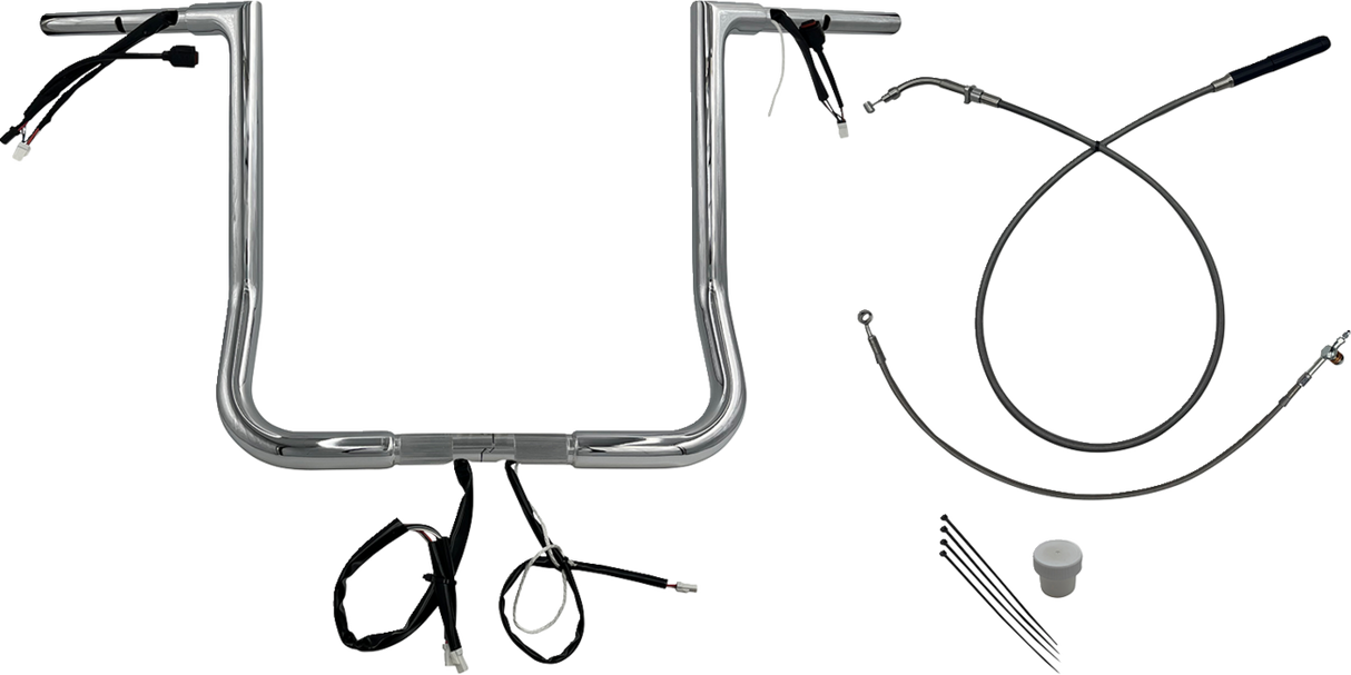 FAT BAGGERS INC. EZ Install Wired Handlebar Kit - 1-1/4" - Flat Top - 16" - Chrome 749016