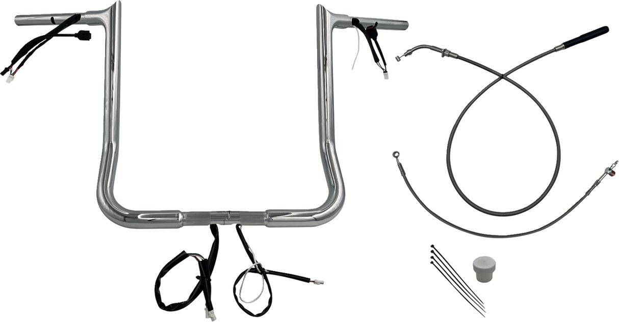 FAT BAGGERS INC. EZ Install Wired Handlebar Kit - 1-1/4" - Pointed Top - 16" - Chrome 949016