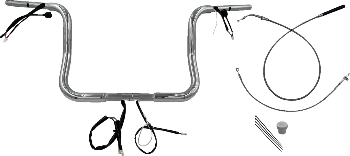 FAT BAGGERS INC. 1-1/4" EZ Install Round Top Handlebar - 12" - Chrome 939012