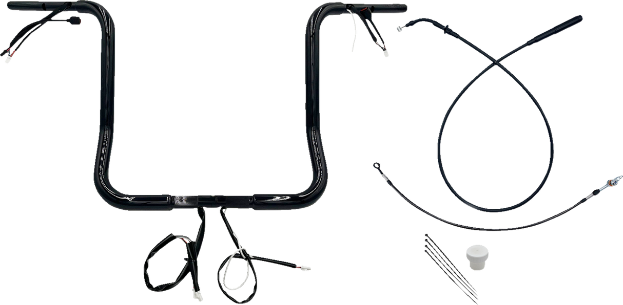 FAT BAGGERS INC. 1-1/4" EZ Install Round Top Handlebar - 16" - Black 939016-B
