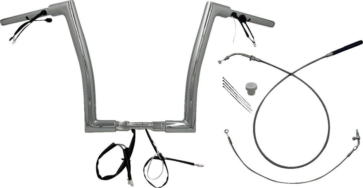 FAT BAGGERS INC. 1-1/2" EZ Install Flat Top Handlebar - 14" - Chrome 649914