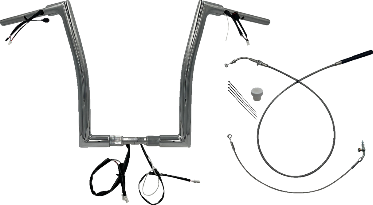FAT BAGGERS INC. 1-1/2" EZ Install Flat Top Handlebar - 16" - Chrome 649916