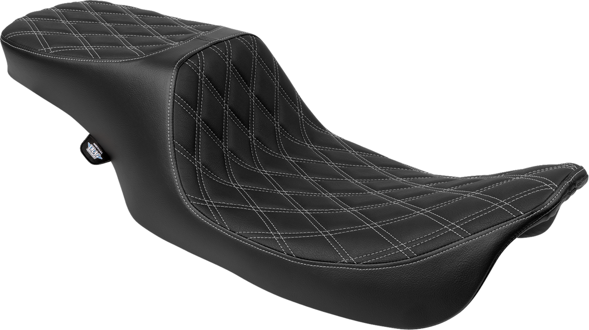 DRAG SPECIALTIES SEATS Predator 2-Up Seat - Vinyl - Double Diamond - Silver Stitching- w/o Backrest - FL '97-'07 4695C