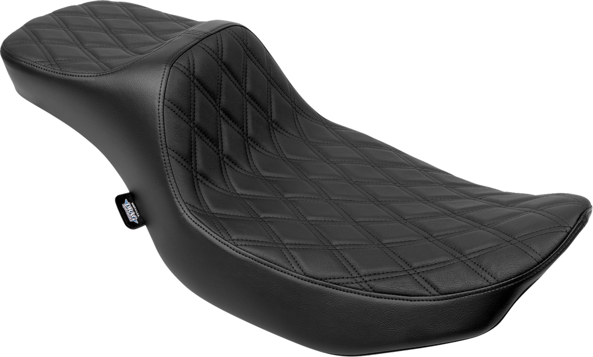 DRAG SPECIALTIES SEATS Extended Reach Predator III Seat - Double Diamond - Black Stitching - Vinyl - FLH/FLT '23-'24 4705B