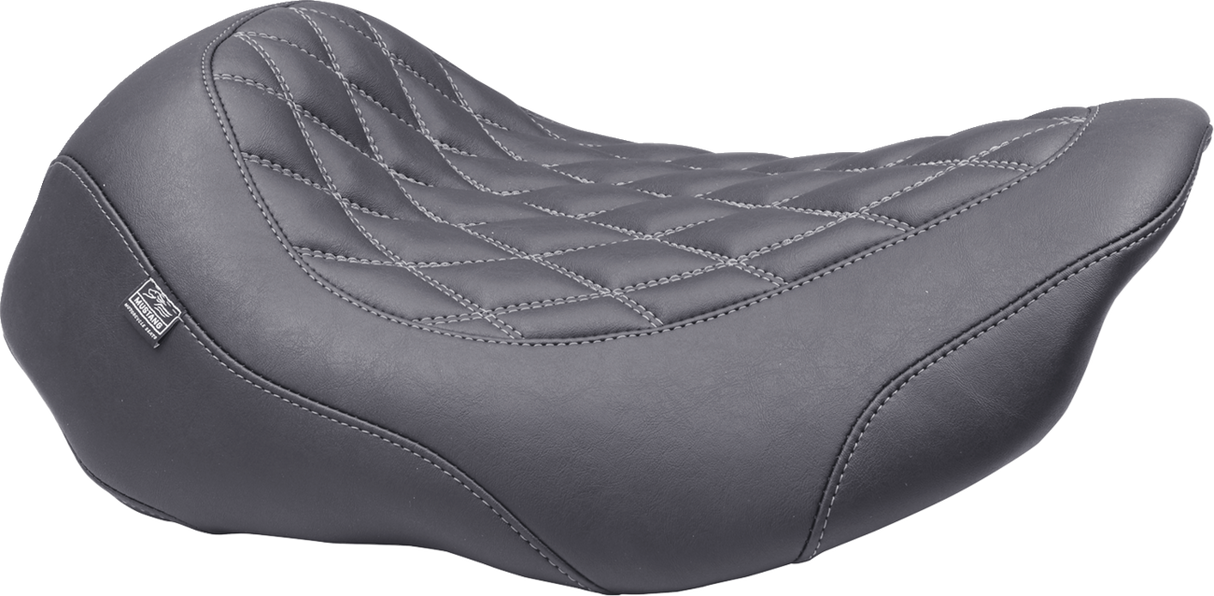 MUSTANG Wide Tripper* Seat - Solo - Gun Metal Stitching - FLT/FLH '23-'25 88503GM