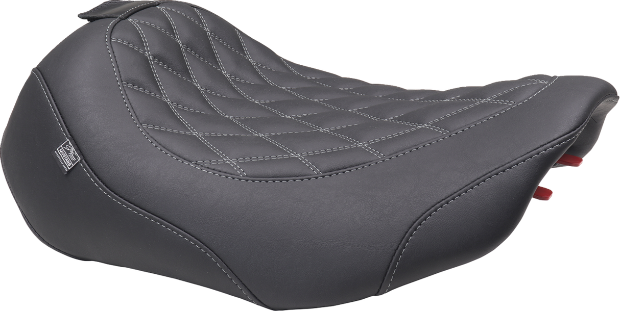 MUSTANG Wide Tripper* Seat - Solo - Dark Brown/Gun Metal Stitching - FLT/FLH '23-'25 89503GM