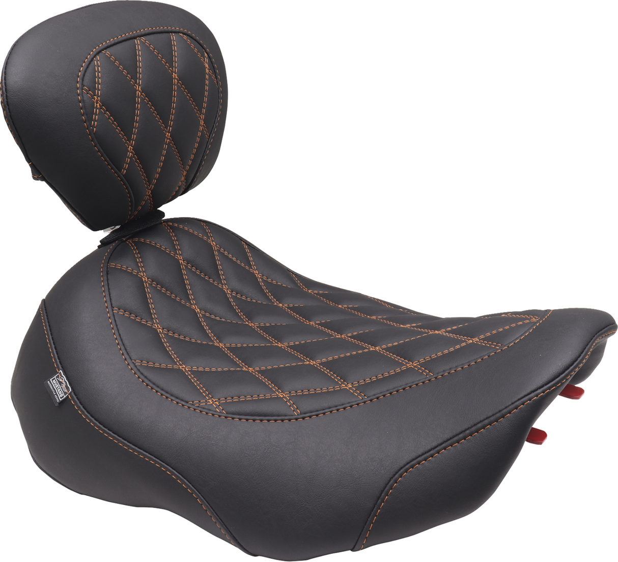 MUSTANG Wide Tripper* Seat - Solo - Dark Brown/Mandarin Orange Stitching - FLT/FLH '23-'25 89503MO