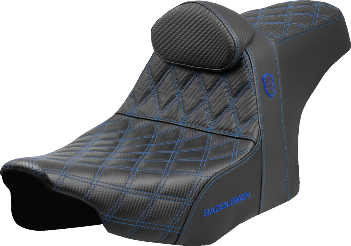 SADDLEMEN Pro Series SDC Performance Seat - Blue Stitching - w/ Backrest - FLT/FLH '23-'24 SC82307DB1