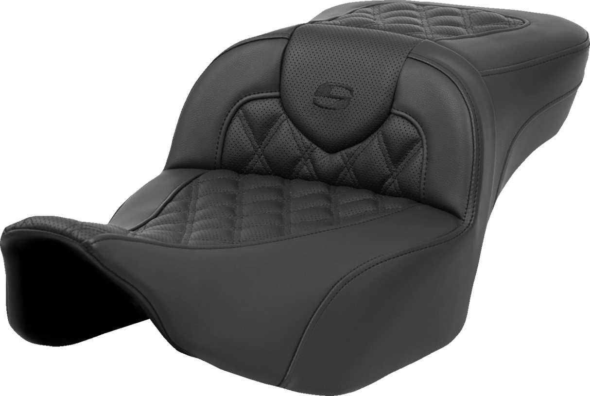 SADDLEMEN Heated RoadSofa* Seat - Extended Reach - Lattice Stitch - w/o Backrest - FLT/FLH *23-*24 823-07-184A0