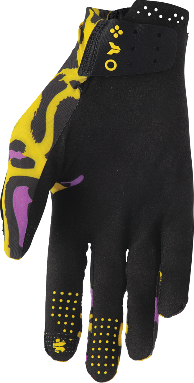 THOR Sportmode Cheetah Gloves - Yellow/Purple - XS 3330-8573