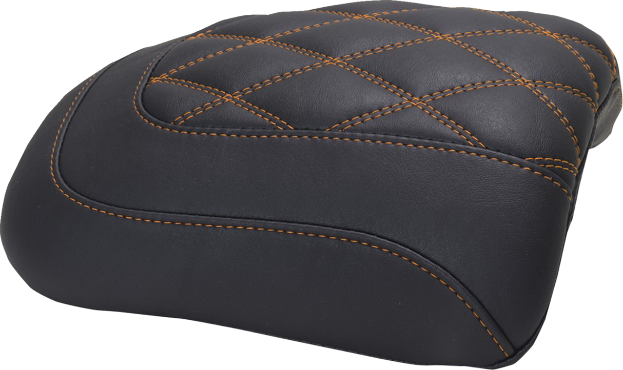MUSTANG Padded Passenger Seat Cowl - Double Diamond - Mandarin Orange Stitch - FLT/FLH '23-'25 88611MO