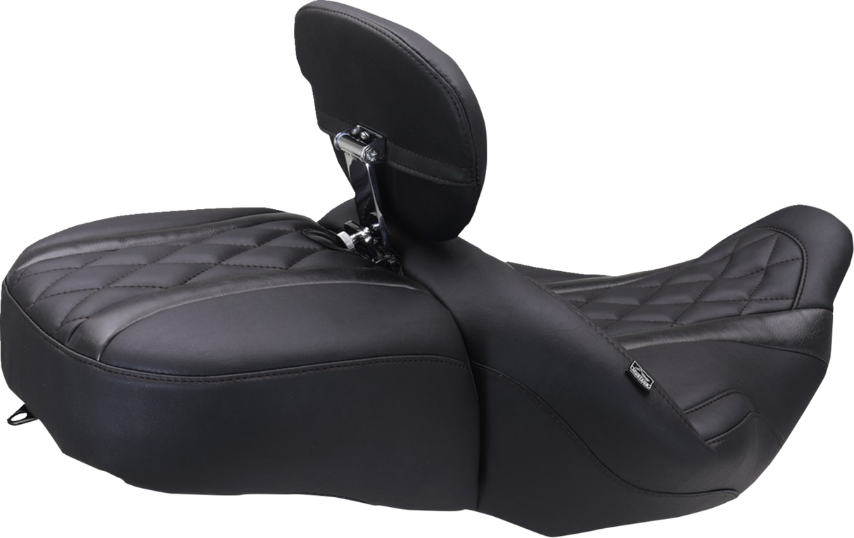 MUSTANG Deluxe One-Piece, 2-Up Seat - Diamond - Black Stitch - FLT/FLH '23-'25 89411