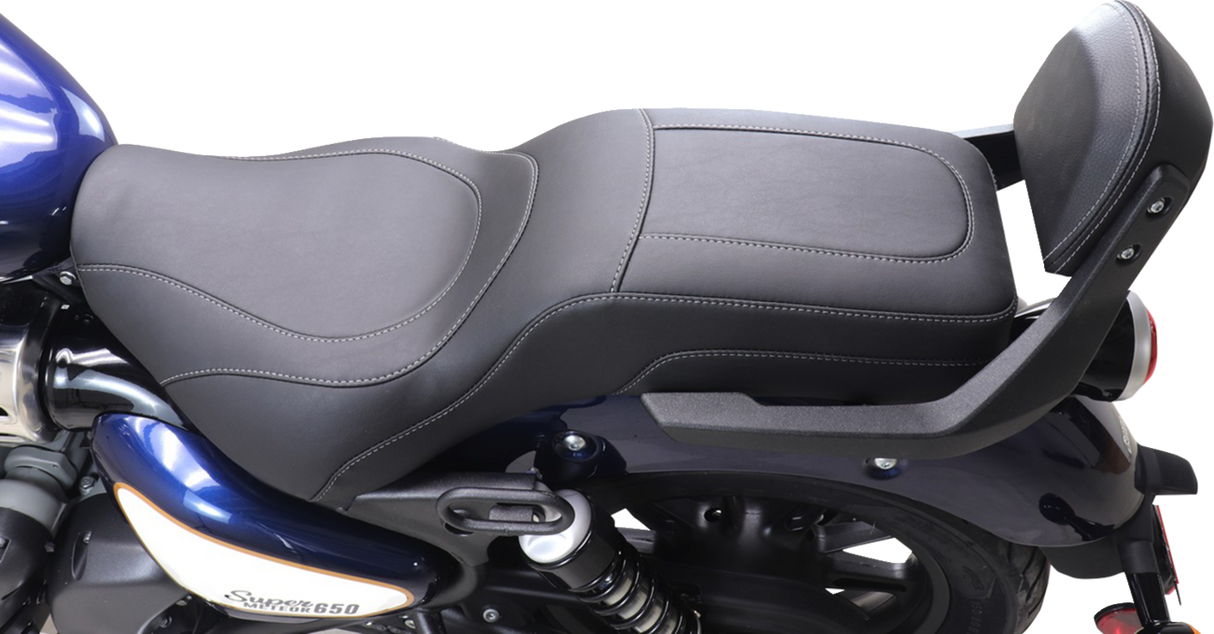 MUSTANG Squareback 2-Up Seat - Black w/ Steel Stitch - Royal Enfield '24-'25 88600ST