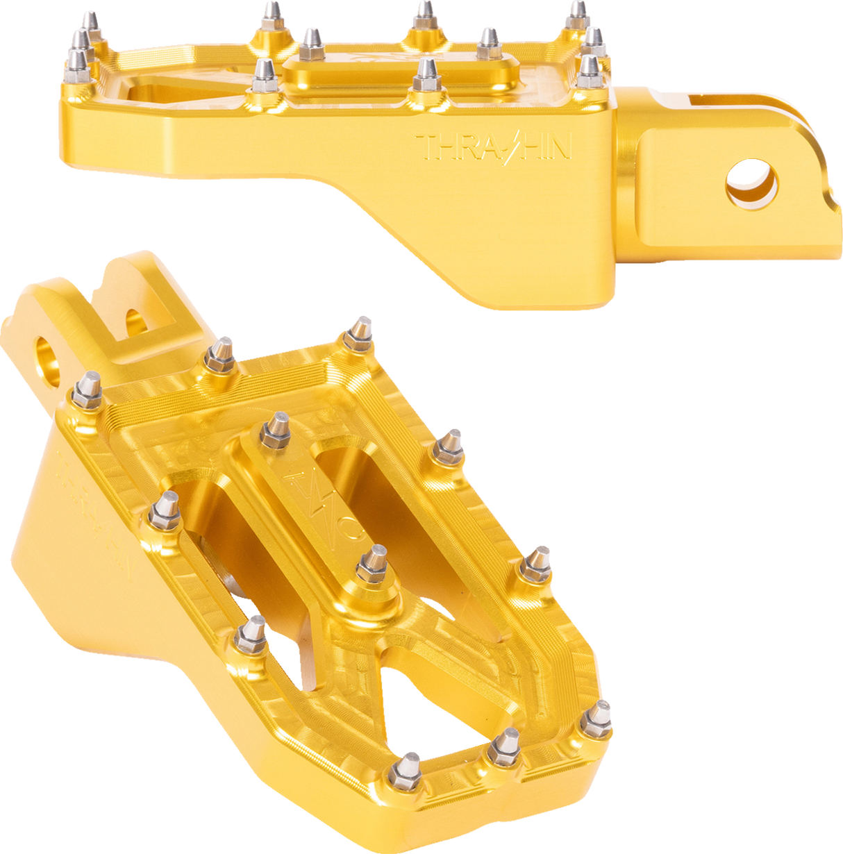 THRASHIN SUPPLY CO. Aggressor Foot Pegs - Front - Gold - FL/FX '18-'25 TSC-2022-5-SF