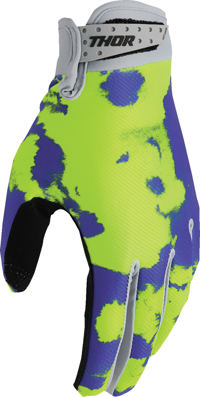 THOR Youth Launchmode Bleach Gloves - Gray/Acid - Small 3332-1909