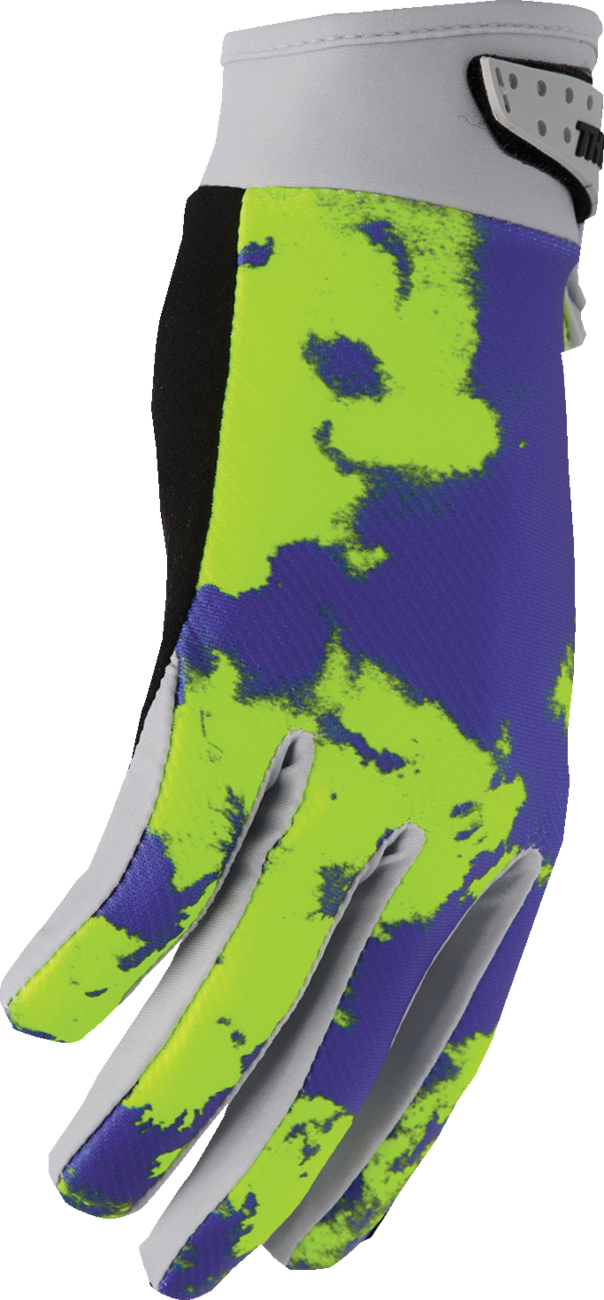 THOR Youth Launchmode Bleach Gloves - Gray/Acid - Small 3332-1909
