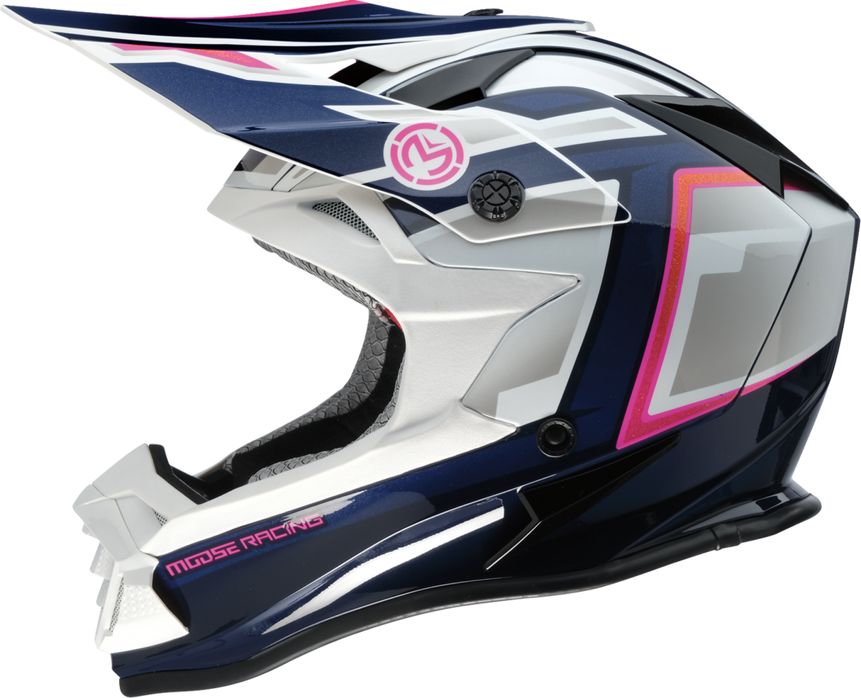 MOOSE OFFROAD MR3 Helmet - F.A.F. - White/Navy/Pink - Medium 0110-8949