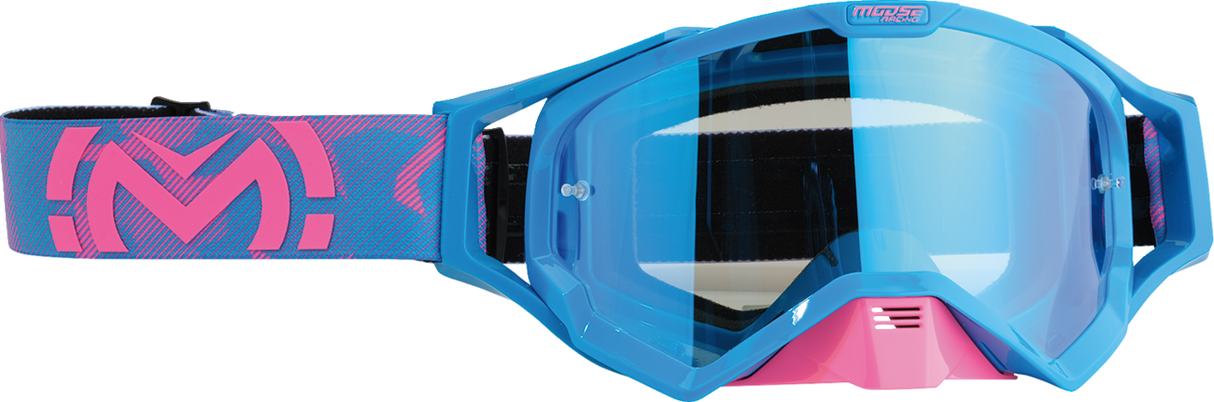 MOOSE OFFROAD XCR Goggle - Blue/Pink - Blue Mirror Lens 2601-3163