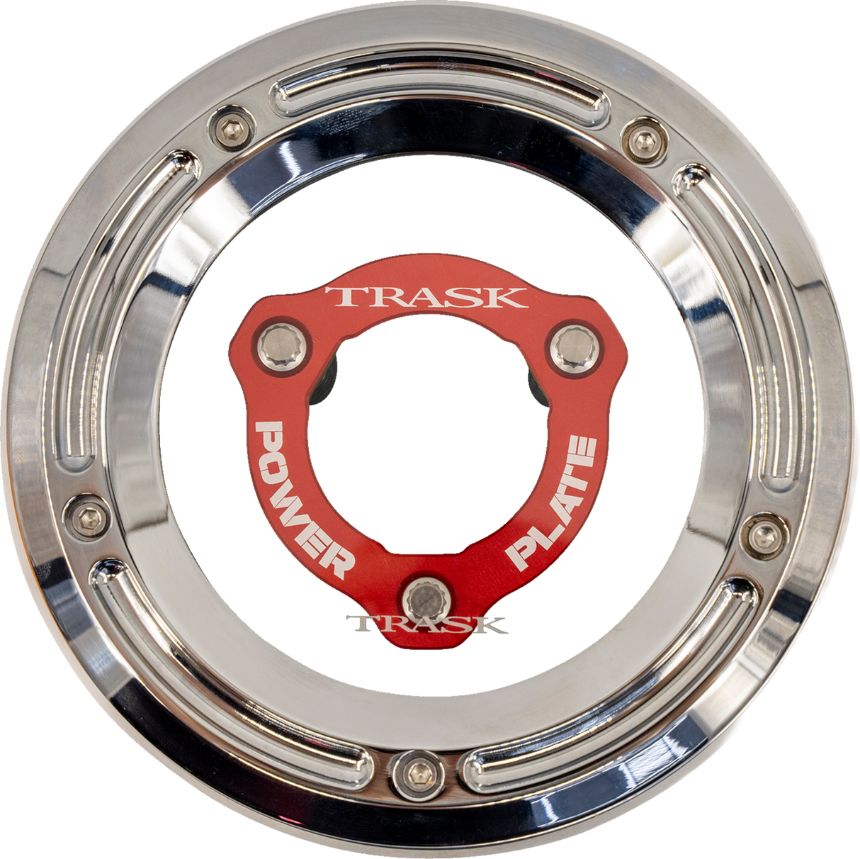 TRASK Derby Cover with Power Plate - Chrome/Red - Kit - '17-'25 Harley-Davidson TM-0051-CH-RD