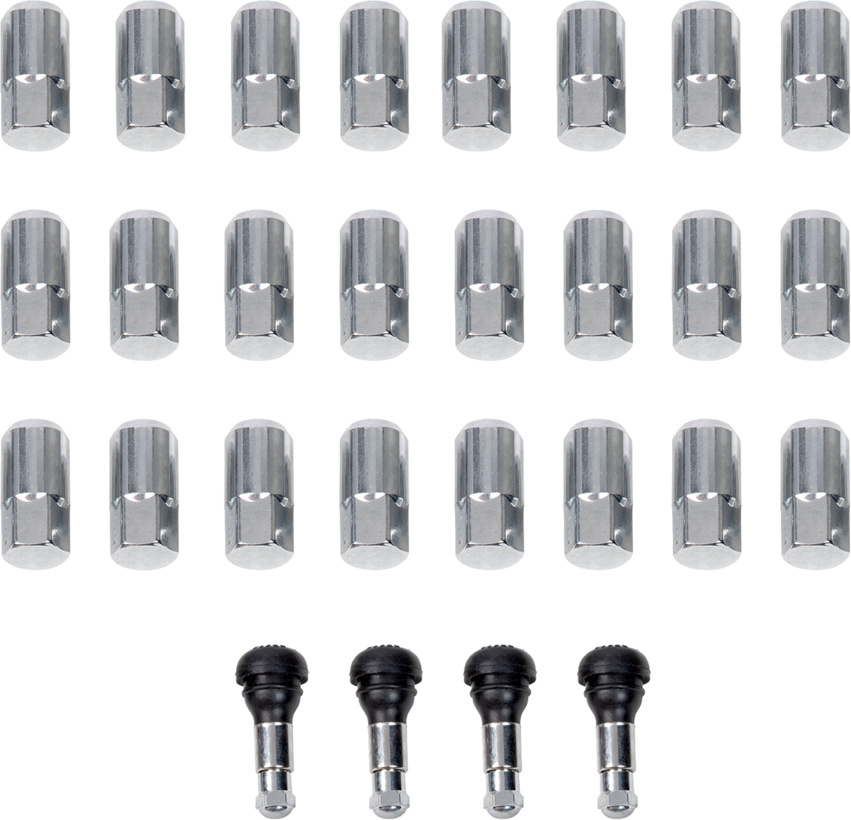 MOOSE OFFROAD Lug Nuts with Valve Stems - 12 mm x 1.50 - Chrome - Tapered - 24 Pack SP300MO207-24