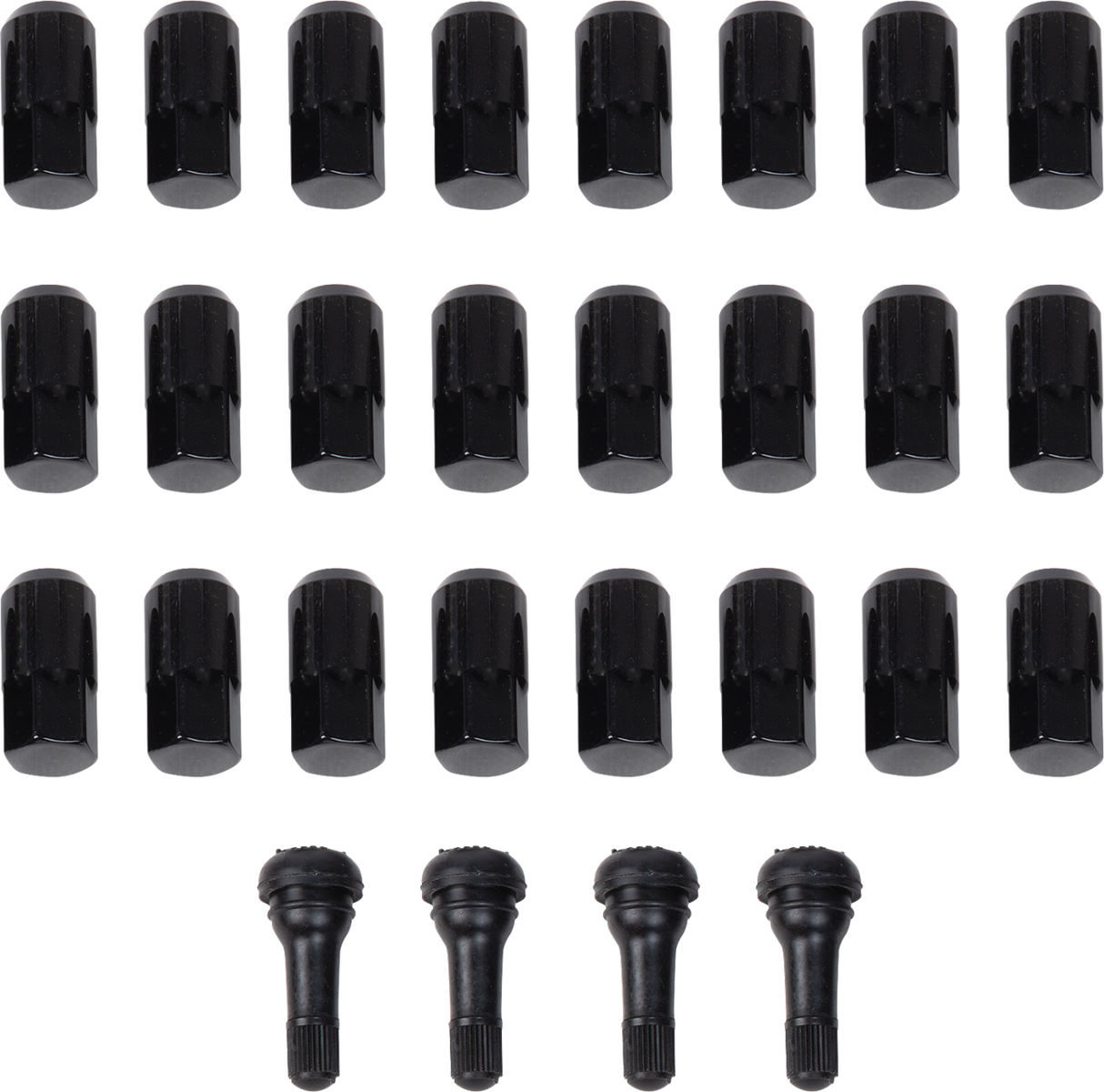 MOOSE OFFROAD Lug Nuts with Valve Stems - 12 mm x 1.50 - Black - Tapered - 24 Pack SP300MO207B-24