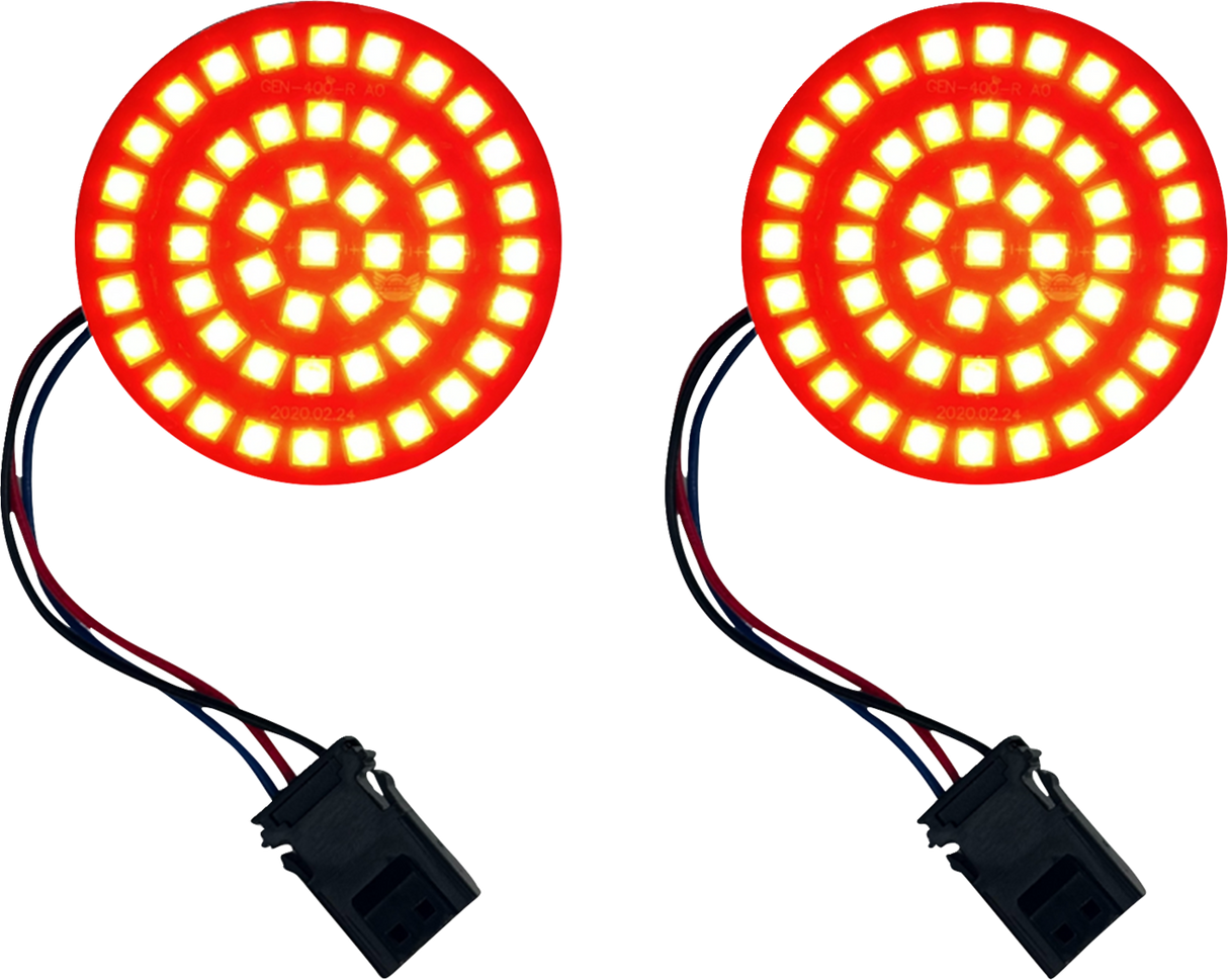 CUSTOM DYNAMICS Genesis? 4 Front Turn Signals - Red GEN-4-R-25ST