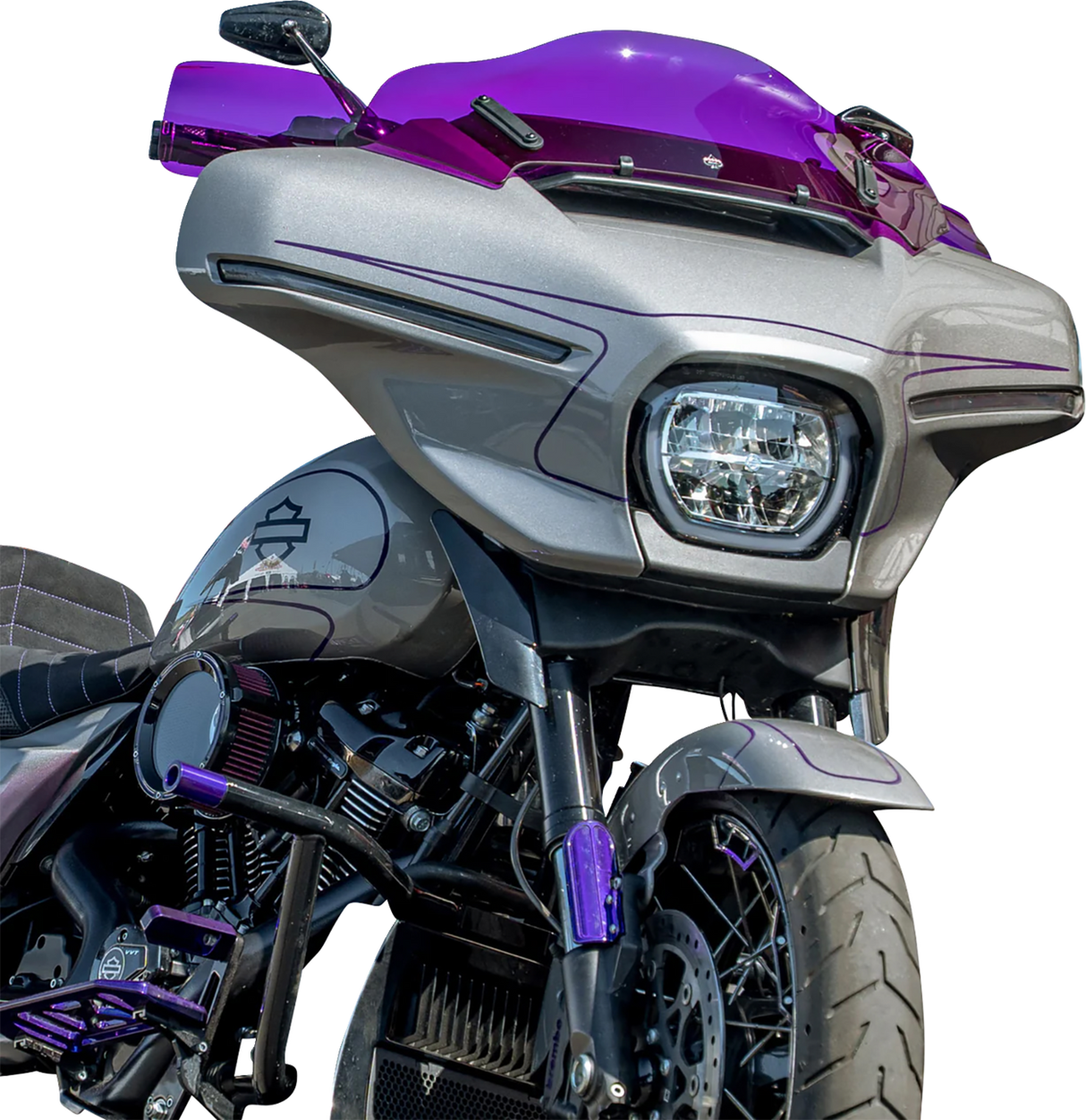 KLOCK WERKS Flare? Handguards - Harley-Davidson Cable Clutch - Purple KWS-01-0134-CC