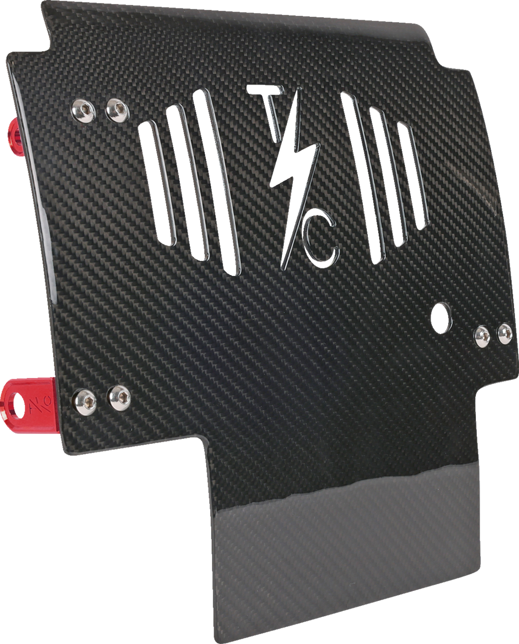 THRASHIN SUPPLY CO. Skid Plate - Carbon Fiber/Gloss - With Red Brackets - FLHX/FLTRX TSC-3034-2