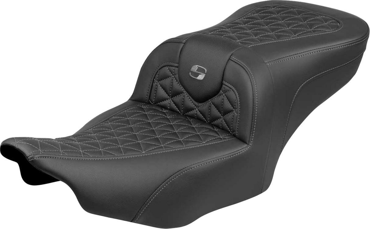 SADDLEMEN Roadsofa™ Seat - without Backrest - Gray Stitch - FLH/FLT '23-'25 823-07-21002