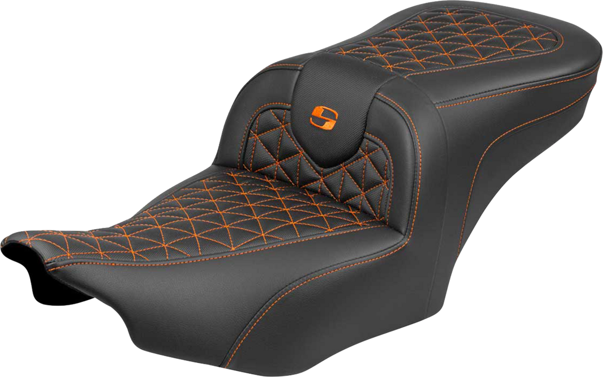 SADDLEMEN Roadsofa™ Seat - without Backrest - Orange Stitch - FLH/FLT '23-'25 823-07-21003