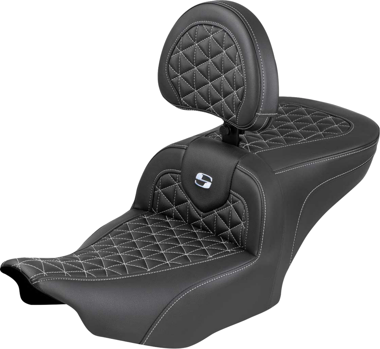 SADDLEMEN Roadsofa™ Seat - with Backrest - Silver Stitch - FLH/FLT '23-'25 823-07-210B5