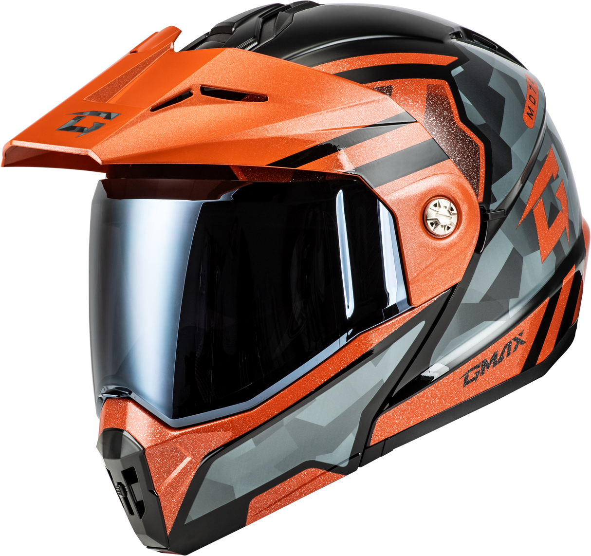 Md 74 Striker Modular Helmet W Smk Shield Blk/Gry/Or Mtlc 3x
