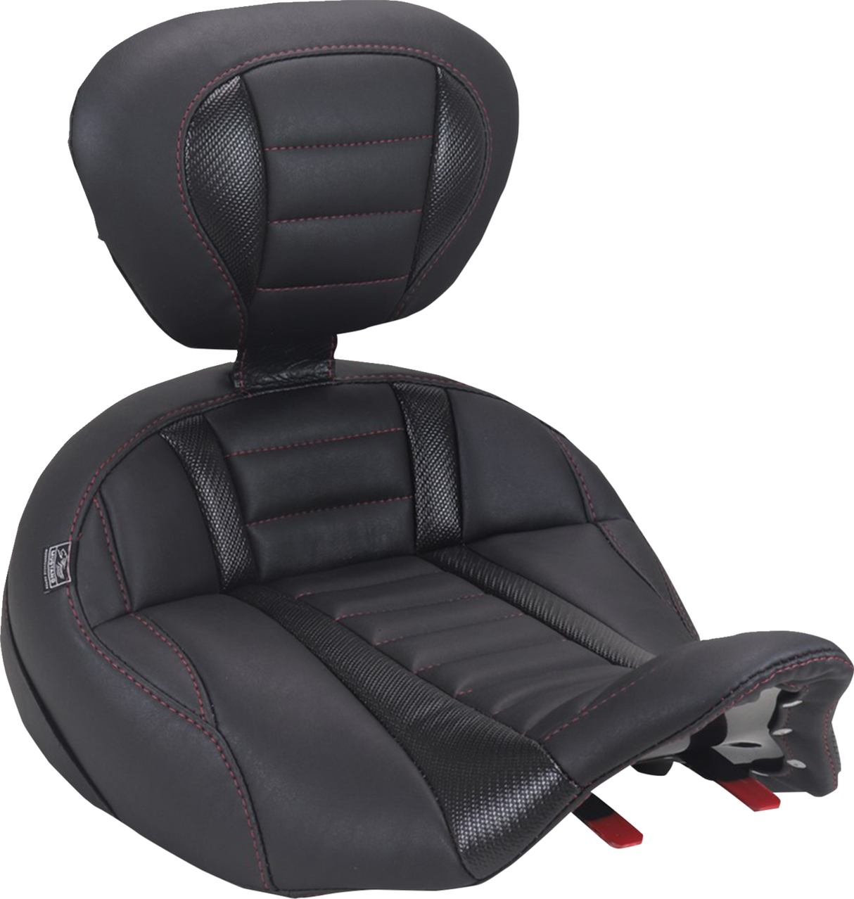 MUSTANG Deluxe Touring Solo Seat - with Driver's Backrest - Dark Cherry Stitch - FLH/FLT '23-'25 89406DC