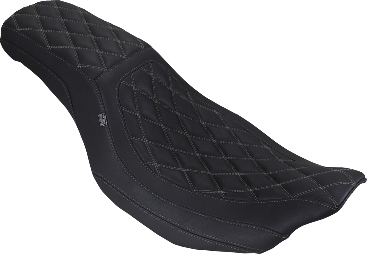 MUSTANG Low Squareback Seat - Double Diamond - Gun Metal Gray Stitch - FLH/FLT '23-'25 88514GM