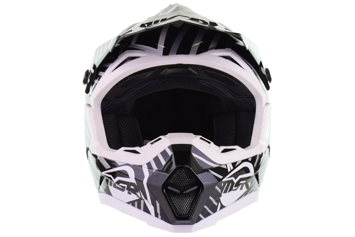 MSR - Assault motocross Helmet - Gloss Black/ White - Youth Medium (open box)