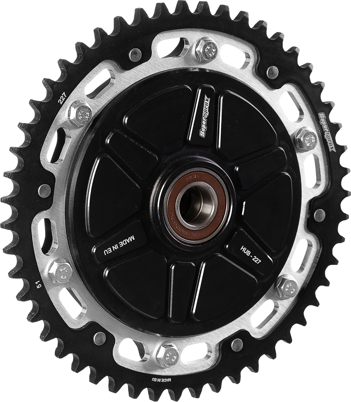 SUPERSPROX RST-227:51-SLV Stealth Rear Sprocket - With Cush Hub - 51 Tooth - Black/Silver - FLH/FLT | Street