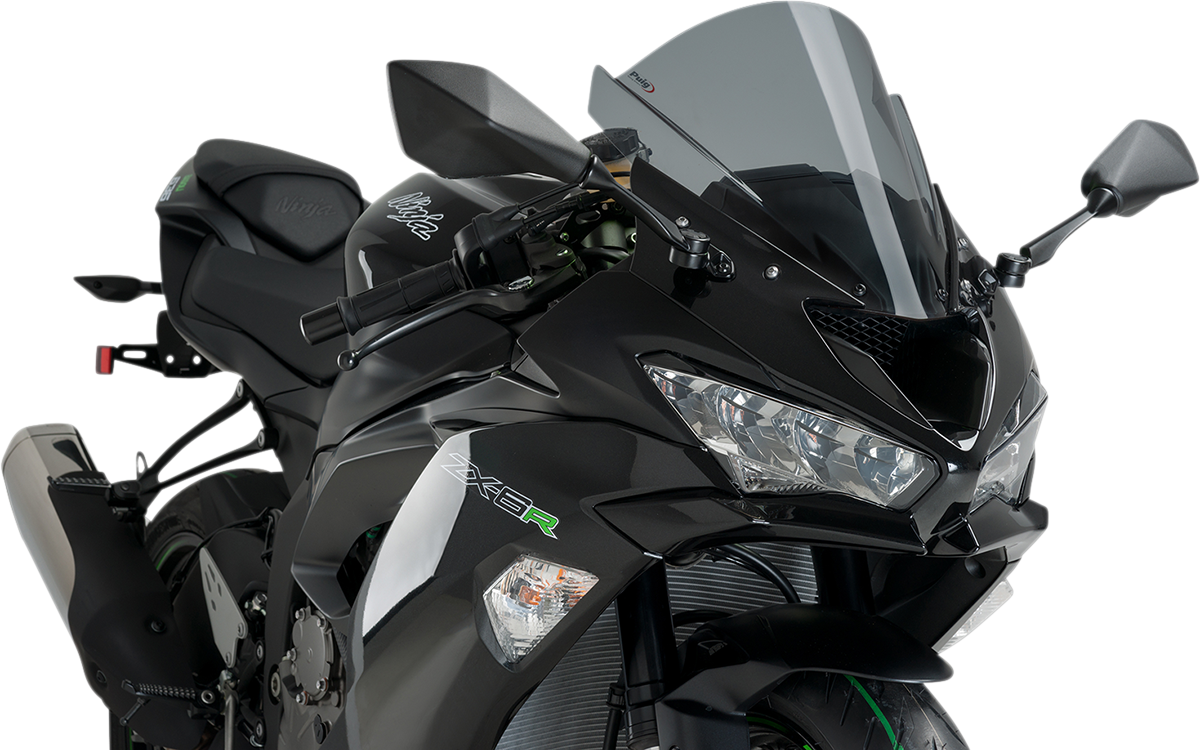 Puig Hi-Tech Parts 3177F Race Windscreen - 13-3/4" - Dark Smoke - ZX-6R | Street