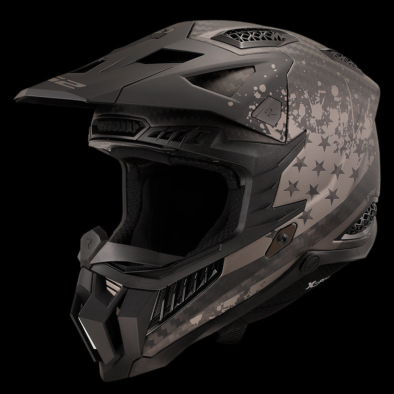LS2 - X Force Carbon Black Flag Motocross Helmet - Matte Black/Gray
