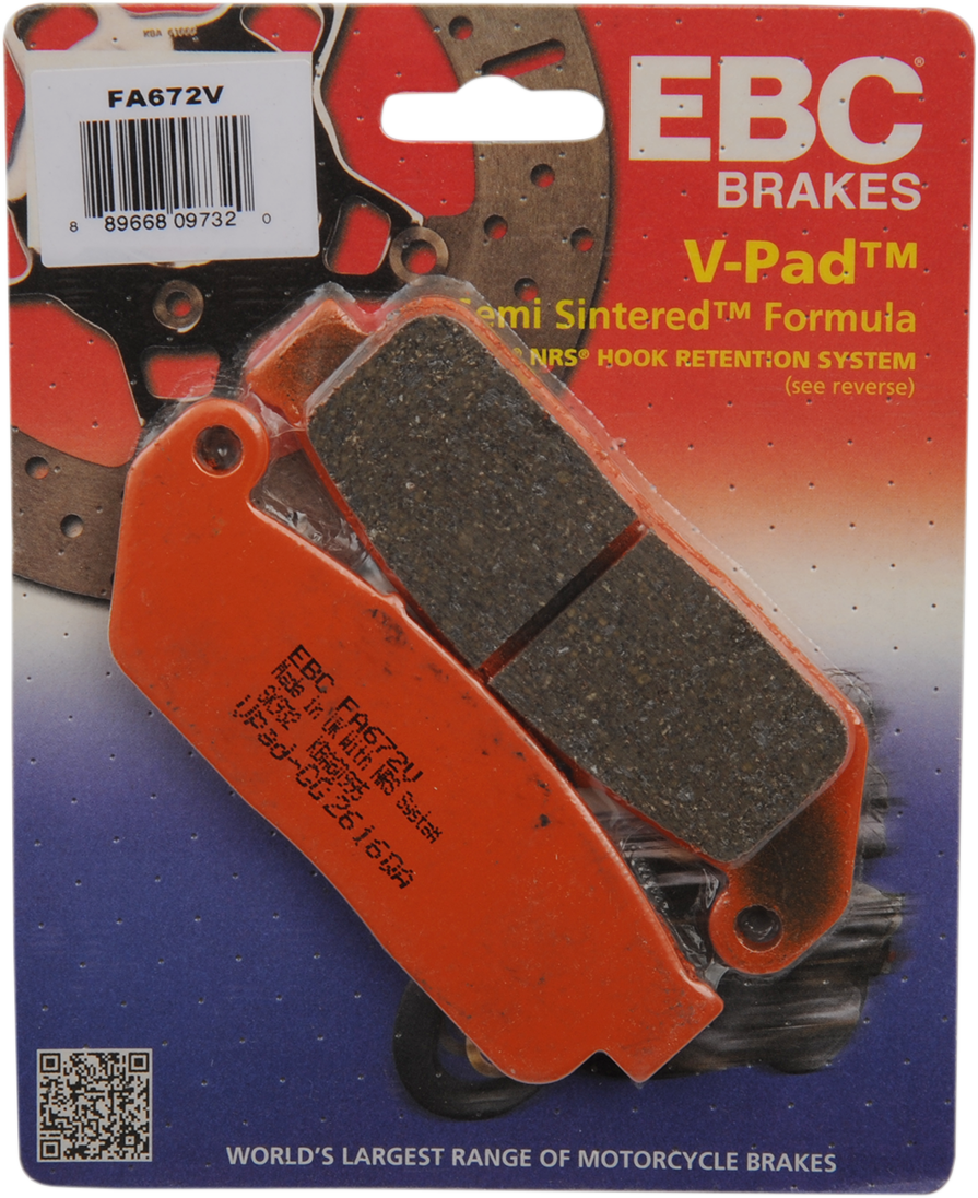 EBC FA-V Series Semi-sintered Front Brake Pads - FA672V (Indian Scout / Scout Sixty 2015–2016)