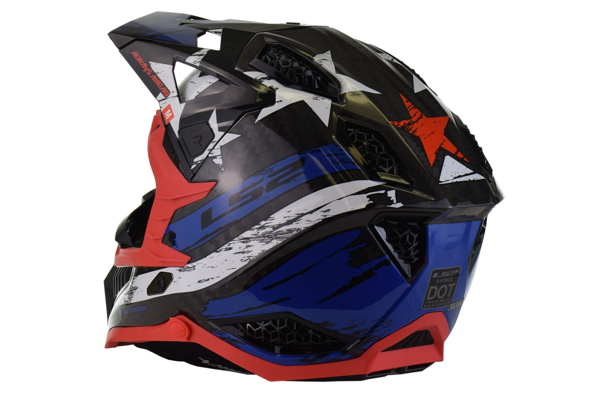 LS2 - X Force Carbon Motocross Helmet - Gloss Red/White/Blue