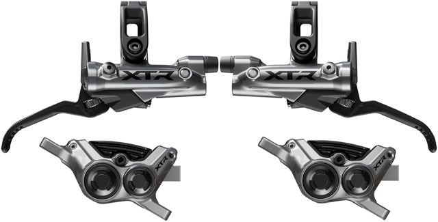Shimano - XTR M9220 Enduro Disc Brake Upgrade Kit - Right and Left BL-M9220 Levers, Post Mount, Front and Rear BR-M9220 4-Piston Calipers