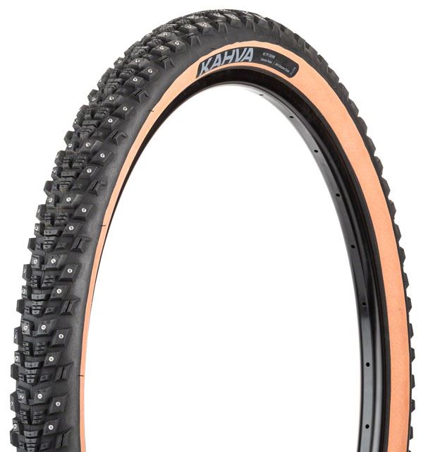45NRTH Kahva Studded Winter Tire - 27.5x2.1 Tan | 240 Concave Carbide Studs | 60 TPI Tubeless