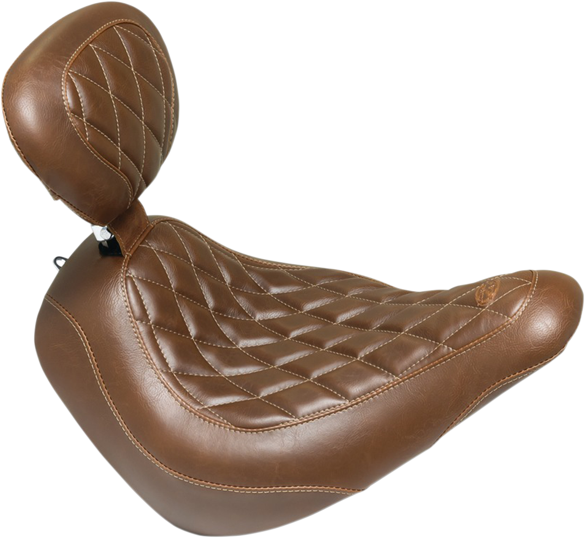 MUSTANG Seat - Wide Tripper* Solo - with Backrest - Diamond - Brown 83040