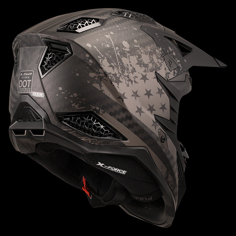 LS2 - X Force Carbon Black Flag Motocross Helmet - Matte Black/Gray