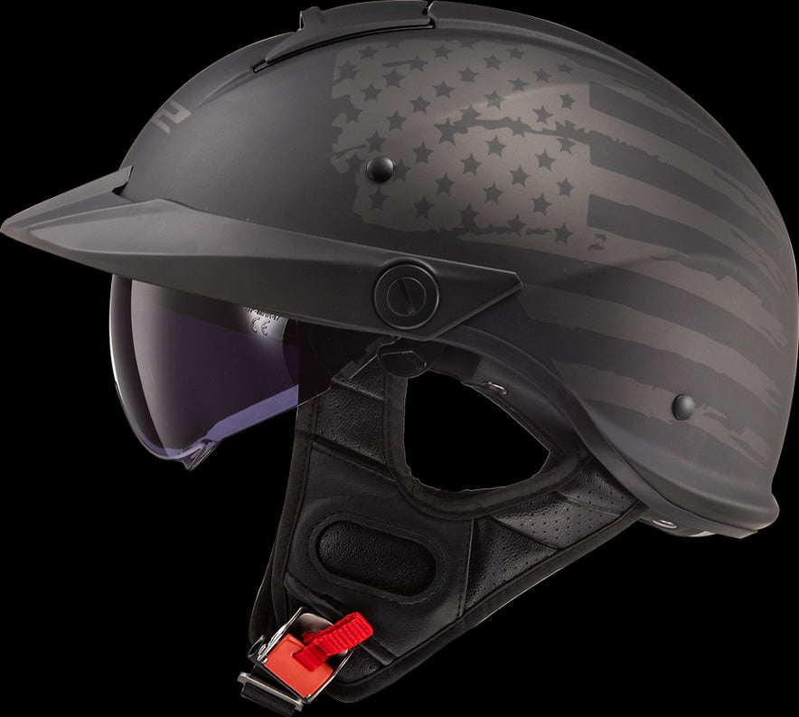 (Open Box) LS2 - Rebellion 1812 Half Helmet Helmet - Matte Black - MD